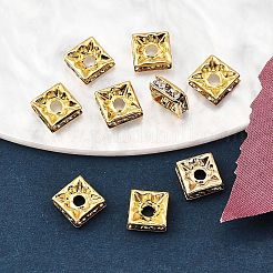 Brass Rhinestone Spacer Beads&nbsp;RB-A013-6x6-01G