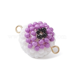 7Pcs 7 Colors Halloween Glass Peal & Glass Seed Beaded Round Eye Links Connector Charms&nbsp;PALLOY-MZ00948