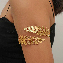 1Pc Leaf Alloy Arm Cuff Bangles for Women&nbsp;AJEW-CY0001-33G