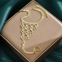 Summer Teardrop Brass Full Crystal Rhinestone Tassel Toe Ring Anklets for Women&nbsp;FS-WG8E204-03