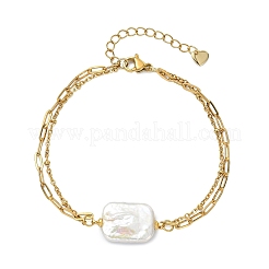 304 Stainless Steel Cable Chain & Paperclip Chain Double Layers Bracelets&nbsp;BJEW-JB13884