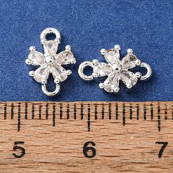 Brass Pave Clear Cubic Zirconia Connector Charms&nbsp;CU-CBAEC99-15S