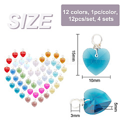 12Pcs 12 Color Copper Wire Wrapped Faceted Glass Pendants&nbsp;PALLOY-AB00035