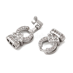 Brass Micro Pave Clear Cubic Zirconia Fold Over Clasps&nbsp;KK-B189-03P