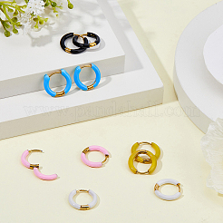 5 Pairs 5 Color 316 Stainless Steel Enamel Ring Hoop Earrings&nbsp;EJEW-DC0001-39A