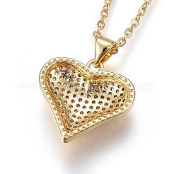 Brass Micro Pave Cubic Zirconia Pendant Necklaces&nbsp;NJEW-L146-11G