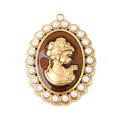 304 Stainless Steel Enamel with ABS Plastic Imitation Pearl Pendants&nbsp;STAS-Z185-02G