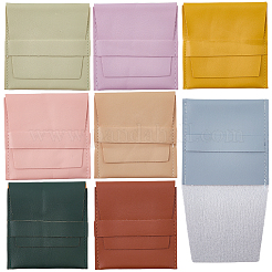 8Pcs 8 Colors Square PU Leather Jewelry Flip Pouches&nbsp;ABAG-CL0001-58