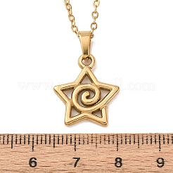 304 Stainless Steel Star Pendant Cable Chain Necklaces for Men Women&nbsp;NJEW-K308-01B-G