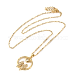 Brass Micro Pave Clear Cubic Zirconia Pendant Necklaces for Women&nbsp;NJEW-S429-05G-02