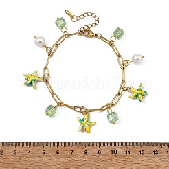 Glass & Synthetic Turquoise Charms Bracelets&nbsp;BJEW-JB13894