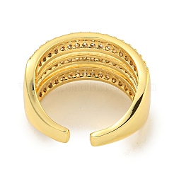 Rack Plating Five Row Brass Micro Pave Cubic Zirconia Open Cuff Ring&nbsp;RJEW-C082-14G