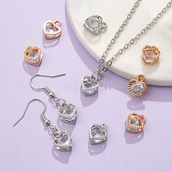 20Pcs 2 Colors Valentine's Day Theme Heart Alloy Micro Clear Cubic Zirconia Charms&nbsp;ZIRC-FS0001-01