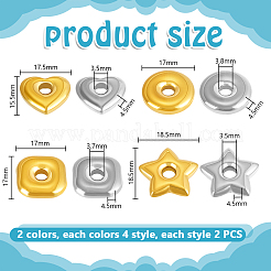 16Pcs 8 Styles 304 Stainless Steel Spacer Beads&nbsp;STAS-PH0006-98