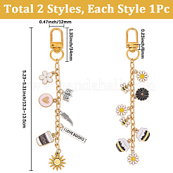 2Pcs 2 Styles Alloy Enamel Pendant Decorations&nbsp;HJEW-BM0001-46A