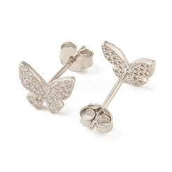 Clear Cubic Zirconia Butterfly Stud Earrings&nbsp;EJEW-G351-01P