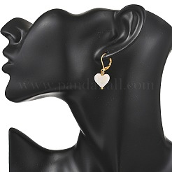 Heart Natural Sea Shell Hoop Earrings&nbsp;EJEW-JE06771