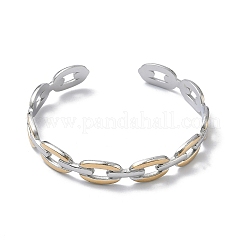 Two-tone 304 Stainless Steel Cuff Bangles&nbsp;BJEW-A160-01PG
