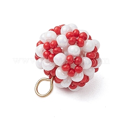 3Pcs 3 Colors Glass Seed Beaded Round Pendants&nbsp;PALLOY-MZ00525