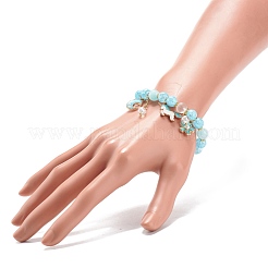 Synthetic Crackle Quartz & Natural Yellow Jade Beaded Stretch Bracelet&nbsp;BJEW-JB08527-02
