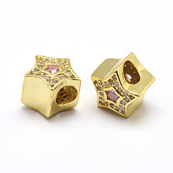 Brass Micro Pave Grade AAA Cubic Zirconia European Beads&nbsp;KK-P126-08G-NR