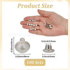100Pcs Brass with Glass Pearl Rivets&nbsp;KK-CL0001-02