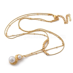 304 Stainless Steel Double Layer Necklaces&nbsp;NJEW-Z061-02G