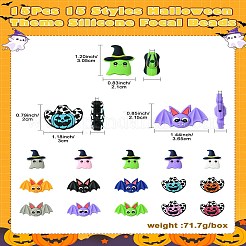 15Pcs 15 Styles Halloween Theme Silicone Focal Beads&nbsp;SIL-CJ0002-05