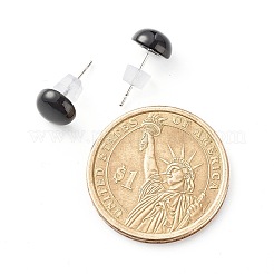 Half Round Natural Mixed Gemstone Stud Earrings for Girl Women&nbsp;EJEW-JE04664