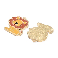 Light Gold Plated Alloy Enamel Pendants&nbsp;ENAM-M219-13KCG-01