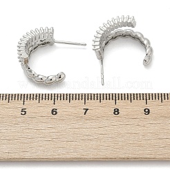 Twist Brass Micro Pave Cubic Zirconia Stud Earrings&nbsp;EJEW-M082-16P-02