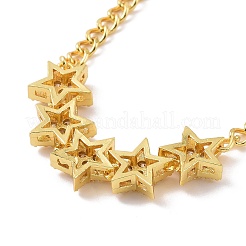 Clear Cubic Zirconia Star Pendant Necklace with Brass Curb Chains for Women&nbsp;NJEW-E042-01G