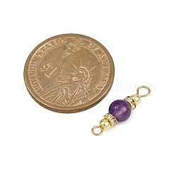 5Pcs 5 Styles Natural Green Aventurine & Rose Quartz & Amethyst & Dyed White Jade & Citrine Round Connector Charms&nbsp;PALLOY-JF04362