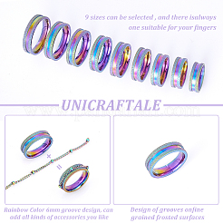 18Pcs 9 Size 201 Stainless Steel Grooved Finger Rings Set for Men Women&nbsp;STAS-UN0045-59B-M