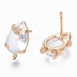 Transparent Brass Stud Earring Findings&nbsp;KK-S365-005-A01