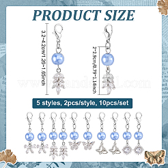 10Pcs 5 Style Brass Micro Pave Clear Cubic Zirconia Pendant Decorations&nbsp;HJEW-PH02483