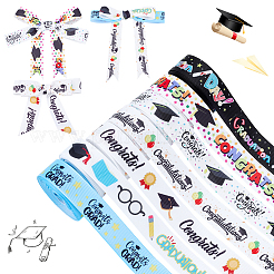 7Pcs 7 Styles Graduation Season Polyester Printed Grosgrain Ribbon&nbsp;OCOR-PH0005-02