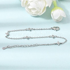 Brass Micro Pave Clear Cubic Zirconia Star Link Chain Bracelets&nbsp;KK-CBAED06-05P