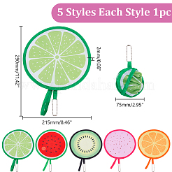 5Pcs 5 Styles Plastic & Polyester Fruit Foldable Flying Disc Fans&nbsp;AJEW-AR0005-36