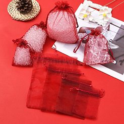 30Pcs 4 Styles Rectangle Organza Bags Jewellery Storage Pouches Wedding Favour Party Mesh Drawstring Gift&nbsp;OP-FS0001-01A