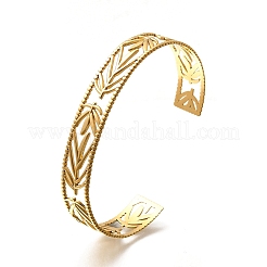304 Stainless Steel Open Cuff Bangles for Women&nbsp;LS-BJEW-Z083-02G-03