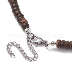 Natural Coconut Column and Shell Pearls Bead Necklaces for Women&nbsp;NJEW-JN04666