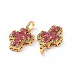 Brass Micro Pave Clear Cubic Zirconia Pendants&nbsp;ZIRC-F135-24G-01B