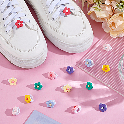 16Pcs 8 Colors Flower Resin & Plastic Shoelace Buckle Clips&nbsp;HJEW-HY00150