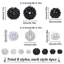 48Pcs 8 Styles Resin Rhinestone Beads&nbsp;RESI-SC003-43