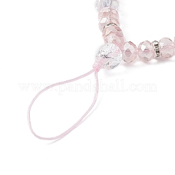 Rondelle Glass & Polymer Clay Rhinestone Beads Phone Hand Strap Chains&nbsp;HJEW-JM00877-01