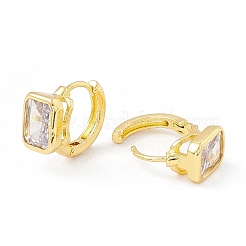 Clear Cubic Zirconia Rectangle Hoop Earrings&nbsp;X-EJEW-I266-01G