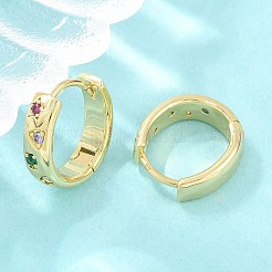 Brass Micro Pave Cubic Zirconia Hoop Earrings&nbsp;KK-CBA8324-01G