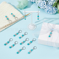 Letter A~Z Synthetic Turquoise & Alloy Pendant Stitch Markers&nbsp;HJEW-AB00456