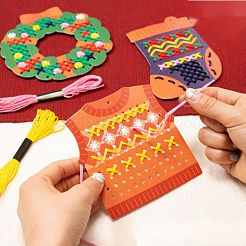 DIY Christmas Tree & Wreath & Bell & Sock & Vest Wooden Weaving Art&nbsp;DIY-P033-04